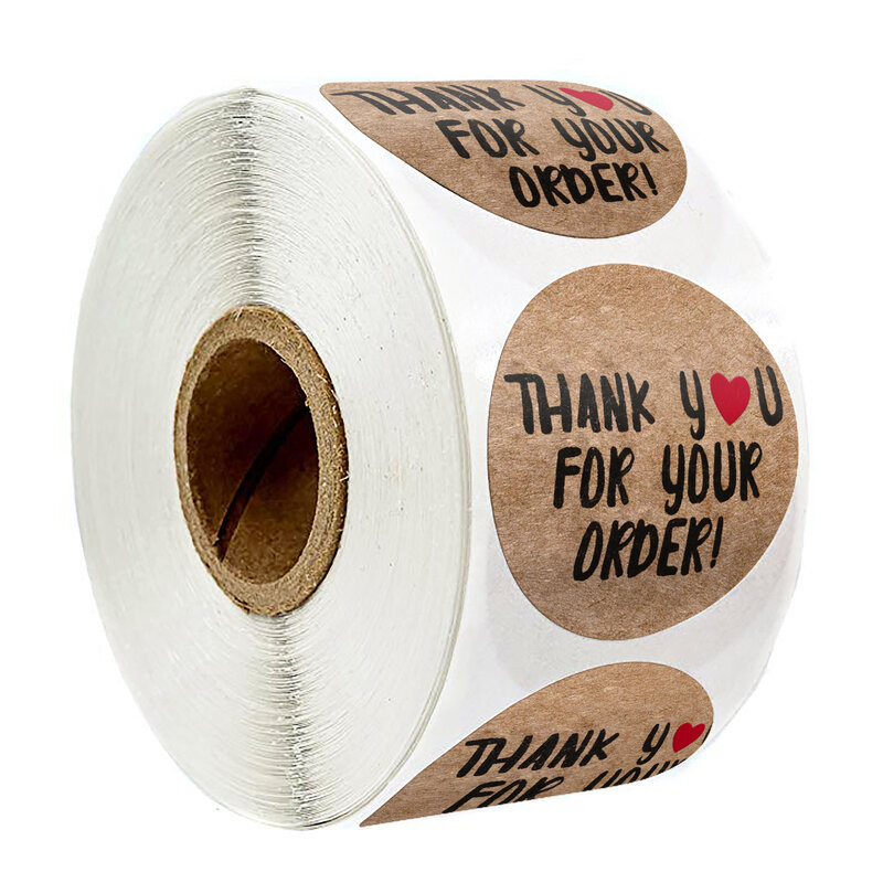 50-500 pces obrigado por seu pedido meu negócio kraft adesivos com etiquetas redondas adesivo para pequena loja artesanal sticke