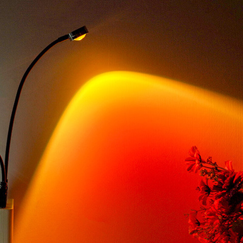 Lámpara de puesta de sol USB, proyector LED de arco iris, mesita de noche, atmósfera, luz nocturna, decoración del hogar, iluminación de fotografía