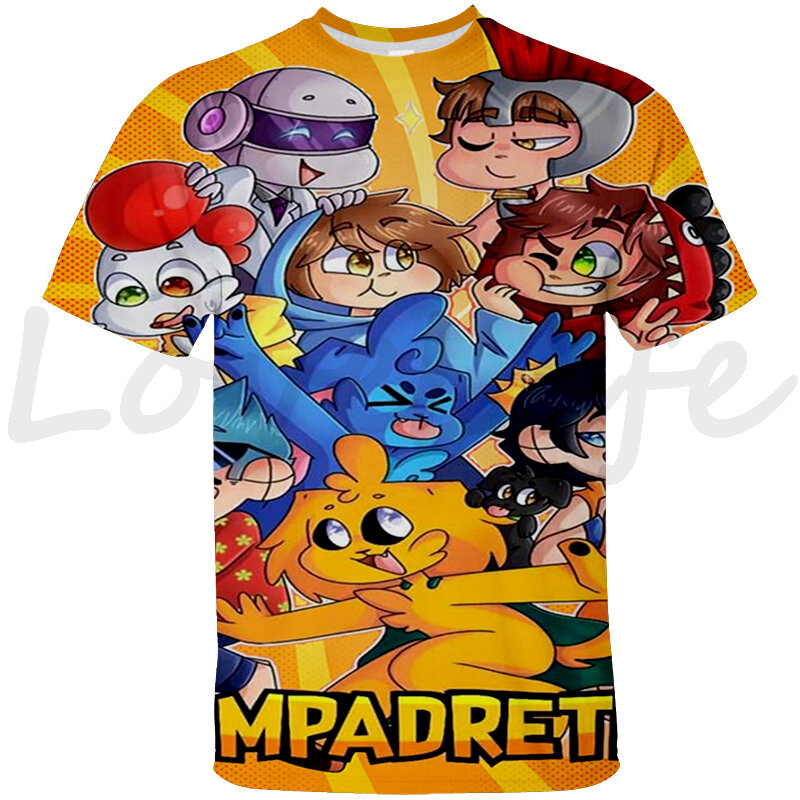 Camiseta divertida de Mikecrack para niños, Tops de dibujos animados en 3D, camiseta Kawaii de cuello redondo, ropa de calle de Anime de Los Compas, camiseta de verano