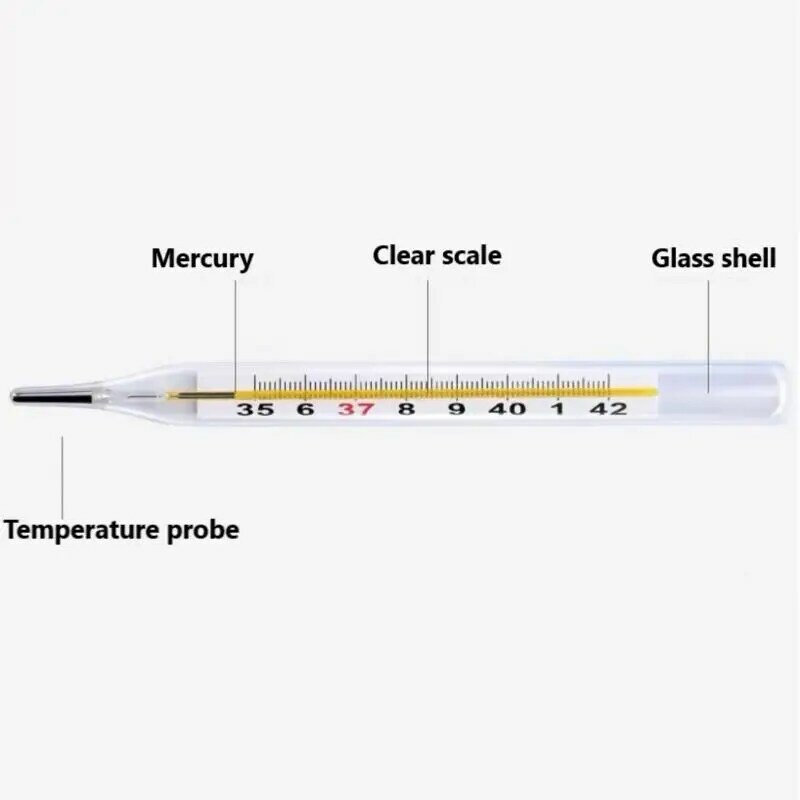 Termómetro médico para la fiebre, dispositivo de medición clínica de vidrio Mercurial, pantalla grande