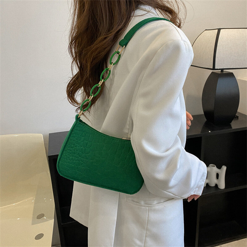 Shoulder Bag for Women New Women's Subaxillary Bag Niche Design Advanced Texture Armpit Handbag Crescent Saddle Bag Dermatoglyph