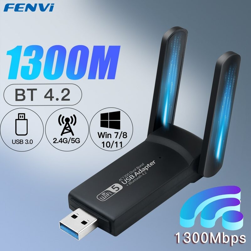 Wi-Fi USB 3,0 адаптер 1300 Мбит/с Bluetooth 4,2 двухдиапазонный 2,4 ГГц/5 ГГц Wi-Fi Usb для настольного ПК ноутбука сетевая карта беспроводной приемник