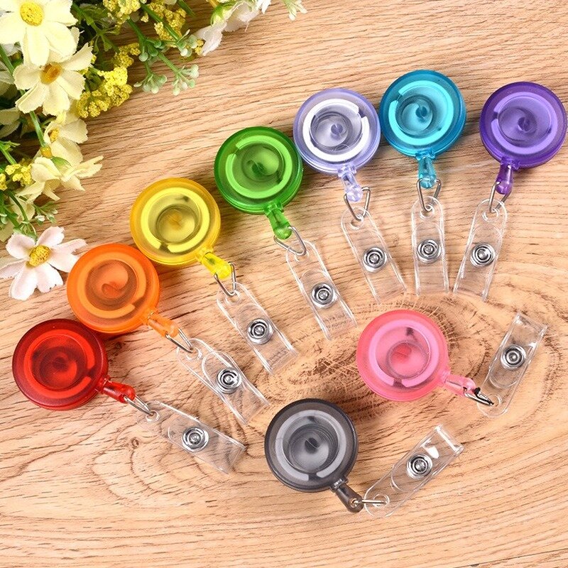 1 Pc Retractable ID Card Badge Holder Reel Pull Key Name Card Holders Reels For School Office Company Chest Card Buckle