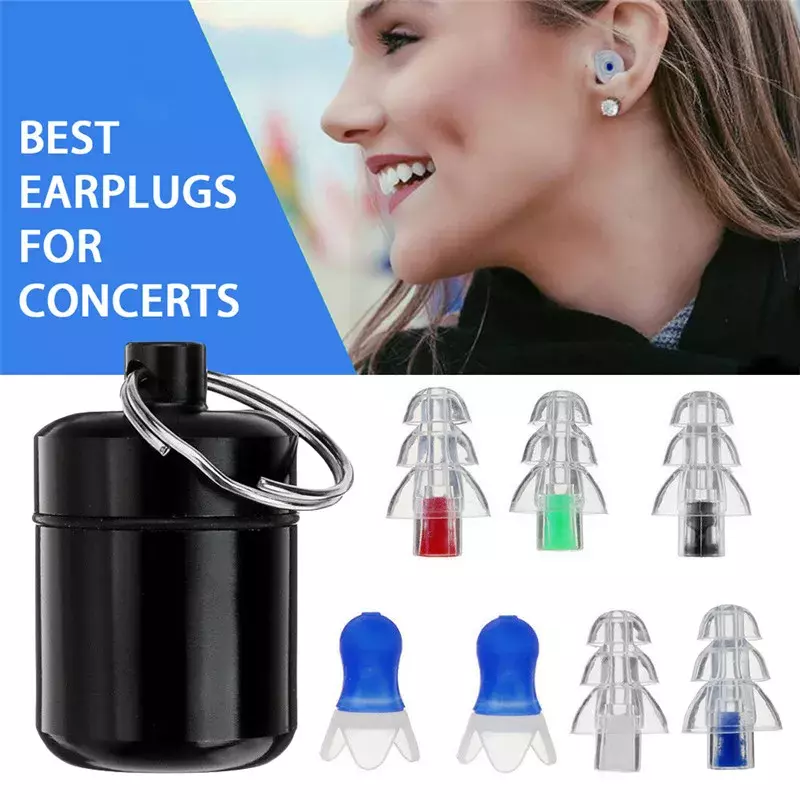 1 Pair Noise Cancelling Earplugs Hearing Protection Reusable Silicone Ear Plugs For Sleep Concerts Musician Bar Drummer