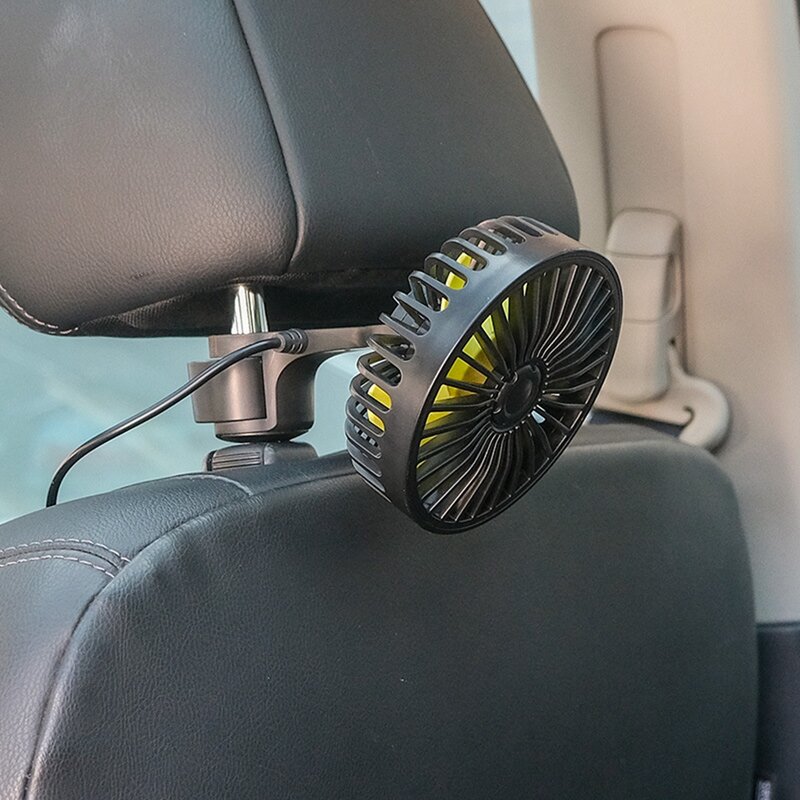 범용 USB 자동차 냉각 팬, 대시 보드/뒷좌석 3 단 자동 공기 냉각기, 360 도 자유로운 조정 가능한 여름용 자동차 팬