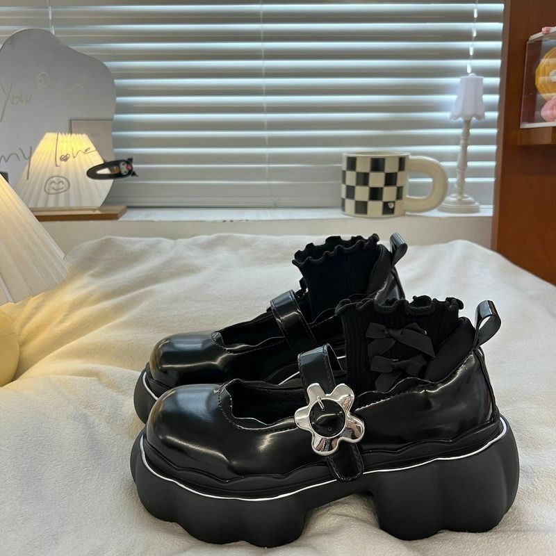 Туфли Lolita Kawaii осень 2022 в японском стиле Туфли Мэри Джейн на платформе женские вечерние милые однотонные повседневные женские туфли