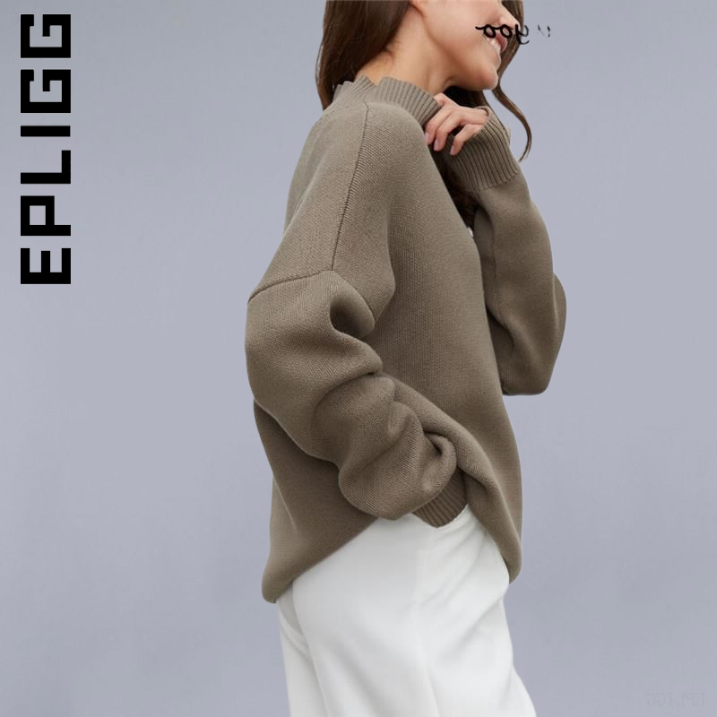 Epligg Casual Loose Gebreide Trui Vrouwen Coltrui Herfst Winter Dikke Warme Trui Top Vrouwelijke Pull