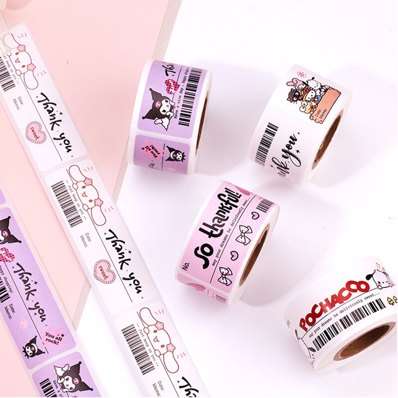 Rollos de pegatinas para decoración de cuenta de mano, pegatinas creativas de Sanrio, dibujos animados de Anime, Cinnamoroll, Hello Kitty, Kuromi, Pochacco, 120 piezas
