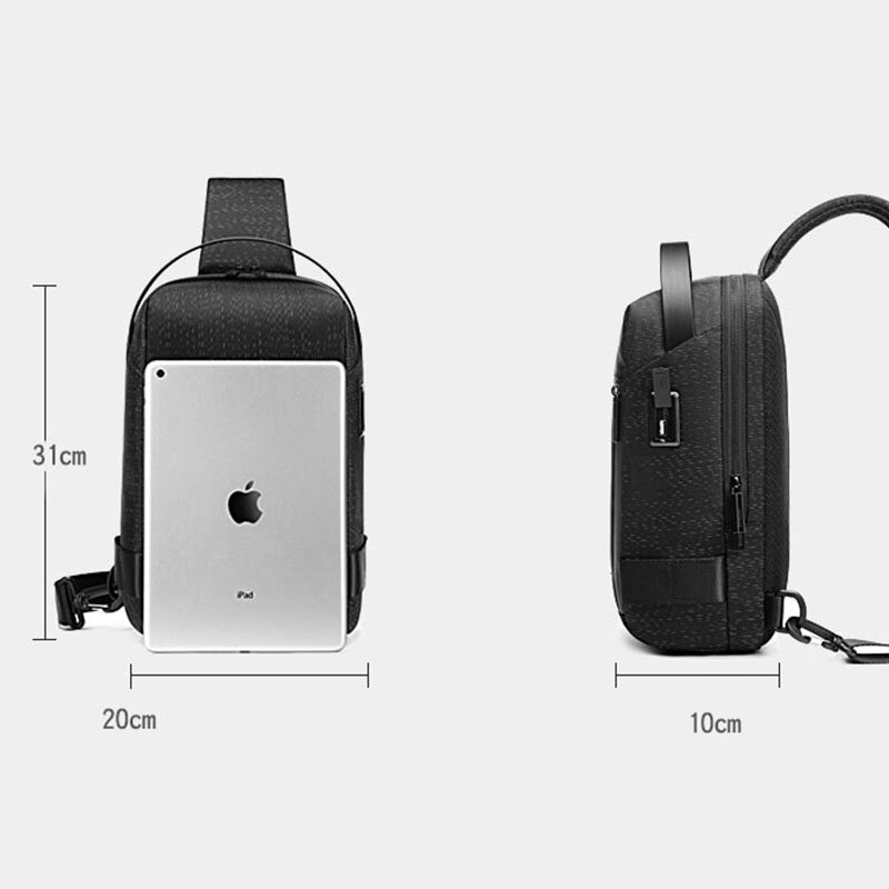 남성 도난 방지 다기능 숄더백 USB 방수 여행 메신저 크로스바디 체스트 슬링 가방 남녀 공용, 크로스바디 가방