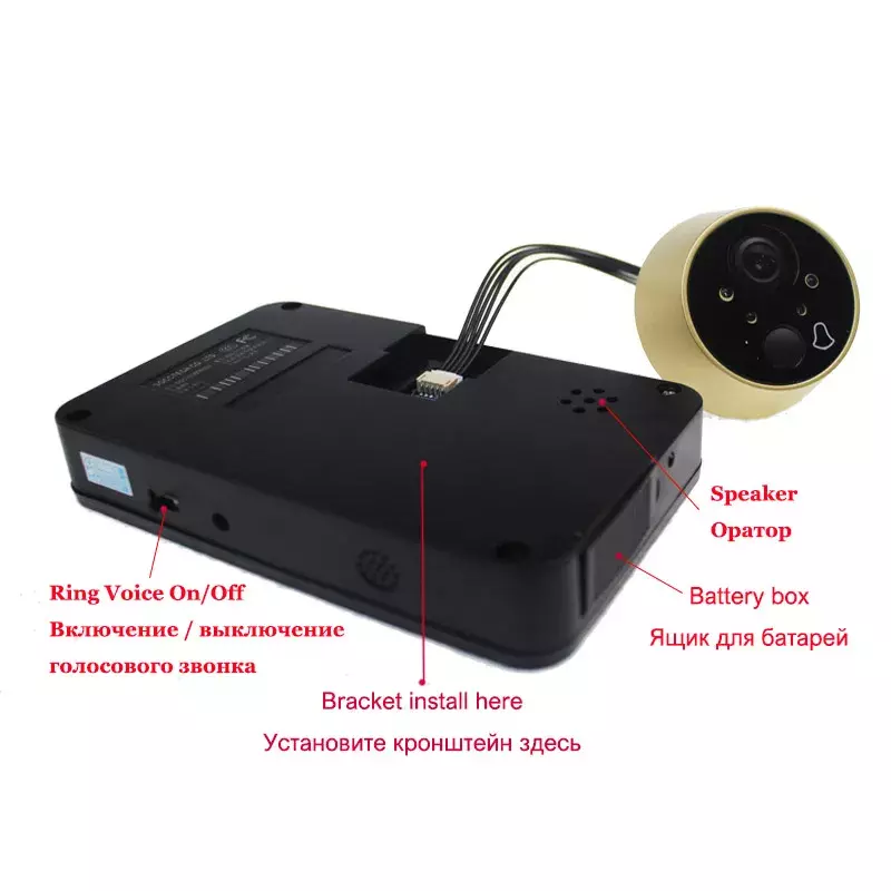 Topvico spioncino telecamera schermo a colori da 4.3 pollici con campanello elettronico luci a LED visualizzatore di porte Video-eye sicurezza domestica