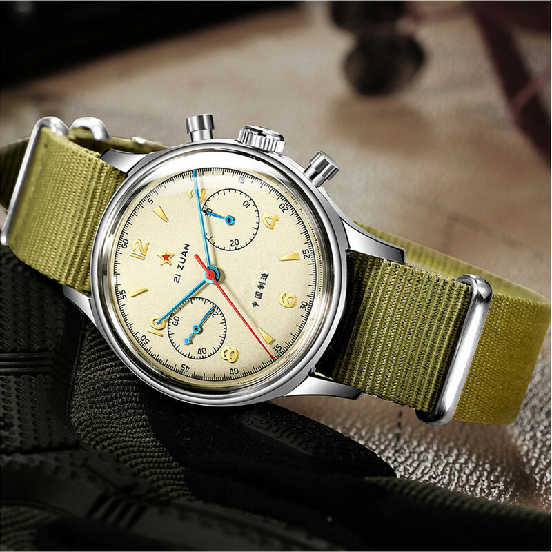 Zuan-reloj mecánico con movimiento de cuello de cisne para hombre, smartwatch resistente al agua, Estrella Roja, 38mm, 40mm, 1963, gaviota 21, ST19
