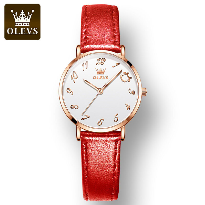 Olevs super-fino de alta qualidade relógios de moda para mulher corium strap à prova dwaterproof água quartzo feminino relógios de pulso