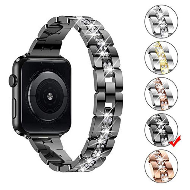 Correa de diamante para Apple Watch, pulsera de acero inoxidable para mujer, 7, 6, 5, 4, 3, 45mm, 41mm, 44mm, 40mm, 38mm, 42mm