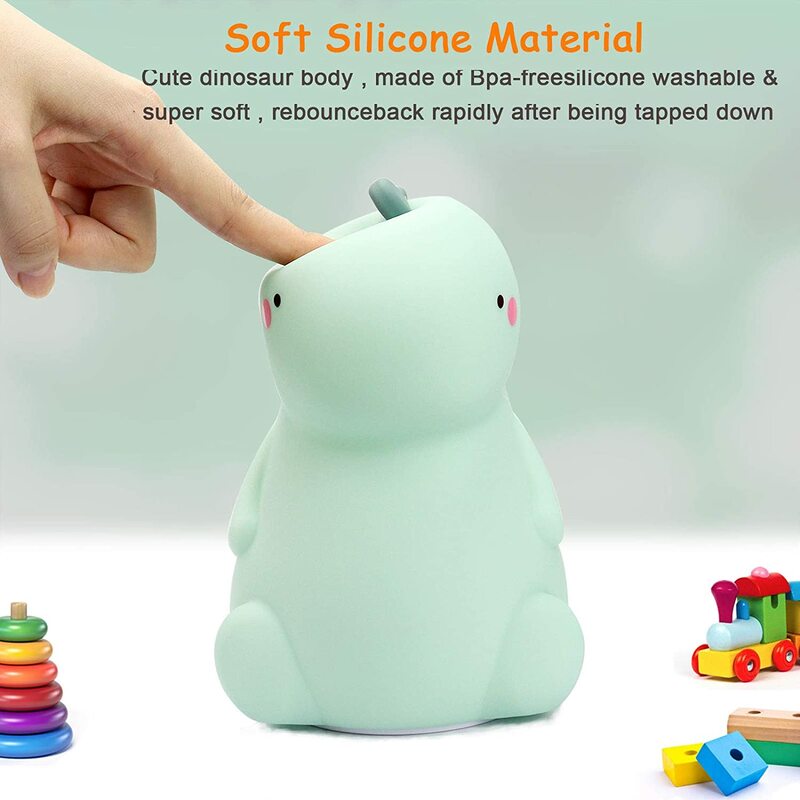 Portable Night Light For Children LED Bedside Dinosaur Nursery Lamp Silicone Baby Color Changing Table Lamp