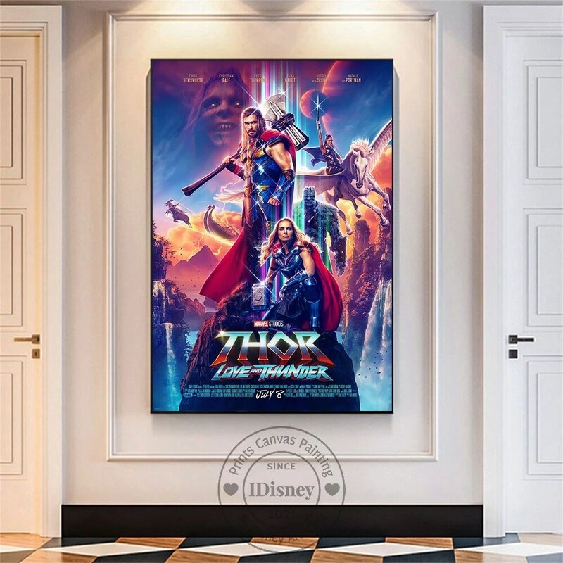 Disney Marvel Thor 4 plakat miłość i grzmot 2022 nowe filmy nadruk Superhero na płótnie malarstwo ścienne obraz ozdobny prezent