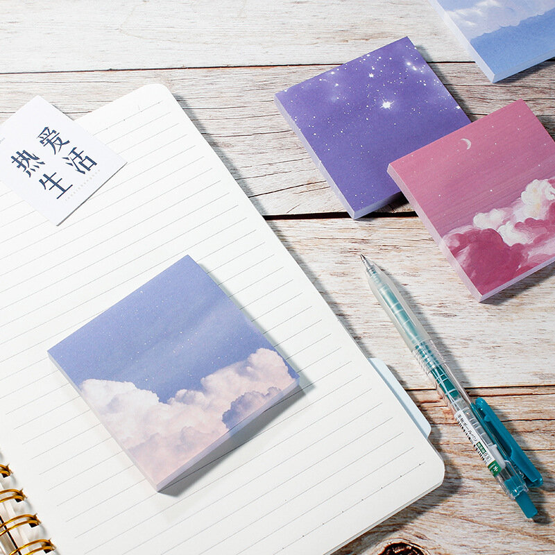 Korea Creativity Sticky Notes Landscape Memo Pad Thicken Japanese Color Plan Message N Times Notebook Notepad Office Label Paper