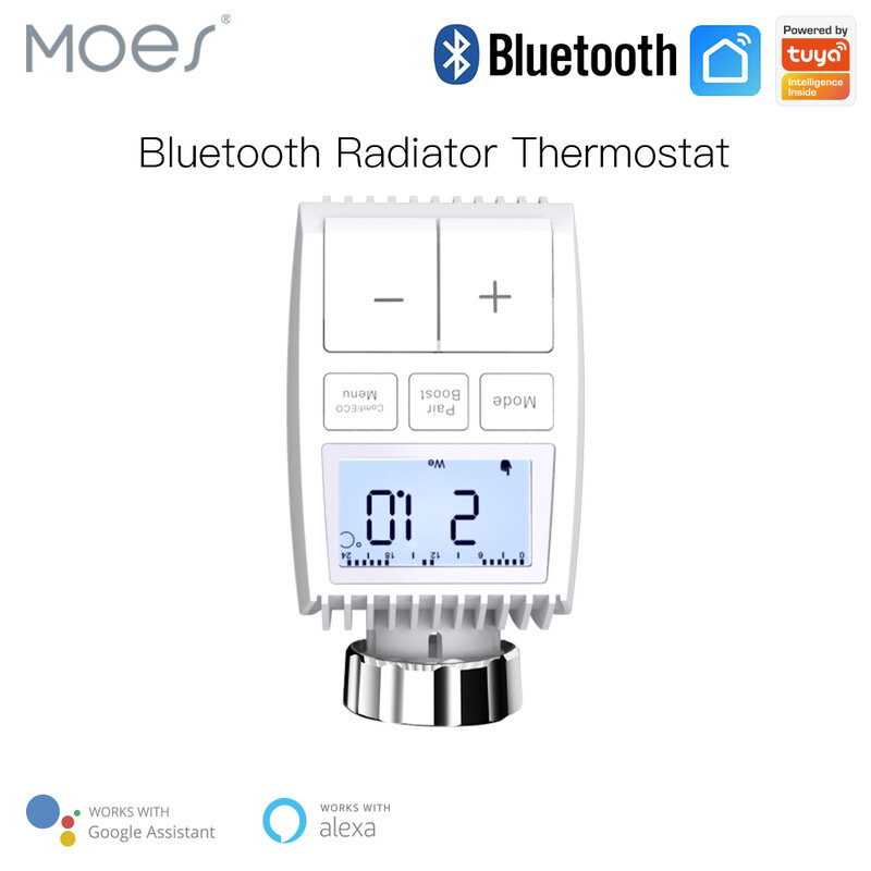 Moes-termostato con Bluetooth, actuador de válvula de radiador, controlador inteligente de temperatura, Sigmesh, calentador, TRV, Control por voz con Alexa