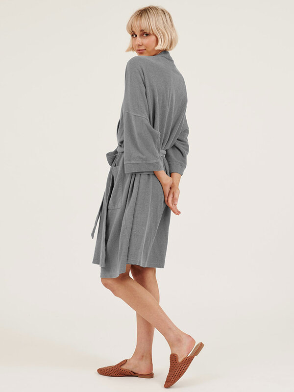 Hiloc الحياكة القطن Robes للنساء الحمام مع وشاحات بلون رداء المرأة روب للنوم جيوب مزدوجة فستان الشتاء