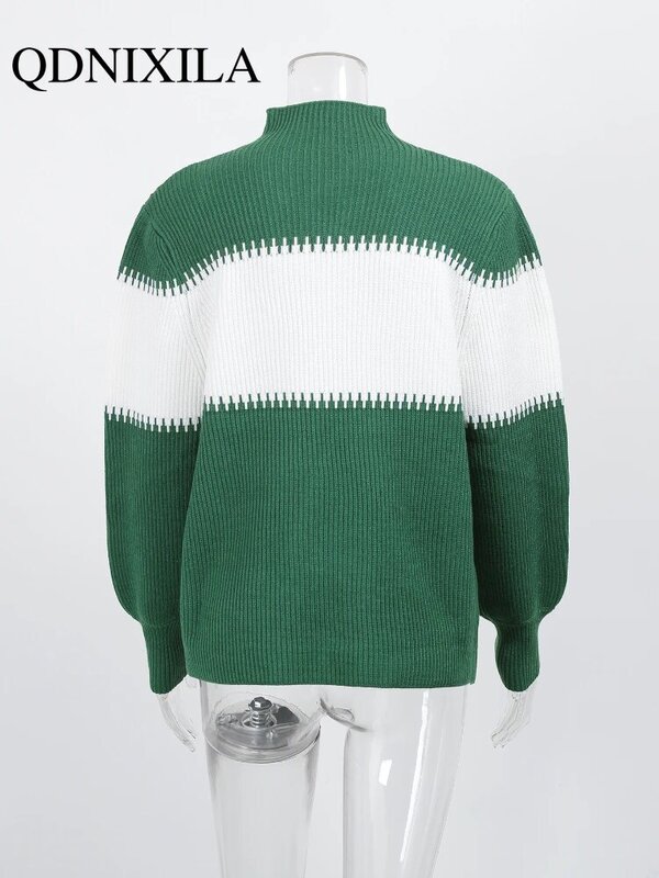 Sweter Leher Tinggi Wanita Musim Gugur Musim Dingin Baru Sweter Kebesaran Lengan Panjang Atasan Mode Pullover Wanita Sweter Wanita 2023