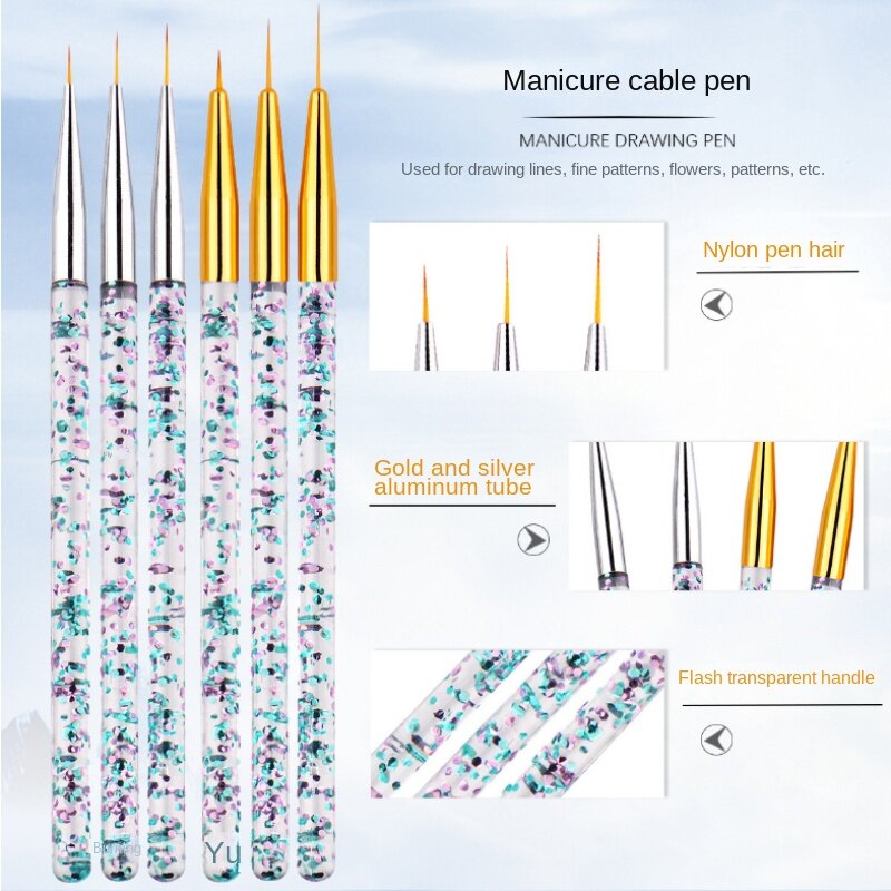 Set di pennelli per Nail Art a righe francesi in acrilico 3 pezzi penna per disegno a linea ultrasottile pennello per pittura per Manicure in Gel UV strumenti per Nail Art