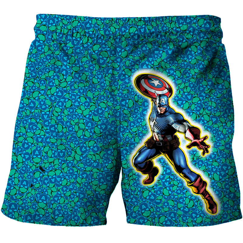 Short de super-héros Marvel Captain America Hulk Spiderman pour enfants, Shorts décontractés pour garçons et filles, pantalons de plage pour enfants