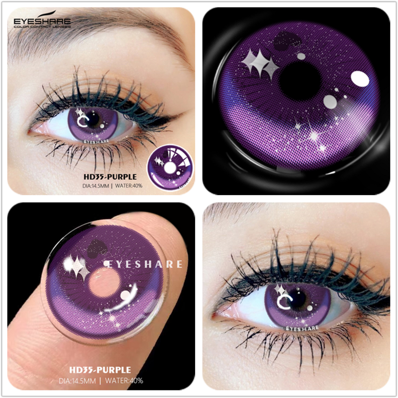 EYESHARE Farbe Kontaktlinsen Für Augen Anime Cosplay Farbige Linsen Blau Lila Objektiv Jährlich Augen Kontaktlinsen mit Kontakt Box
