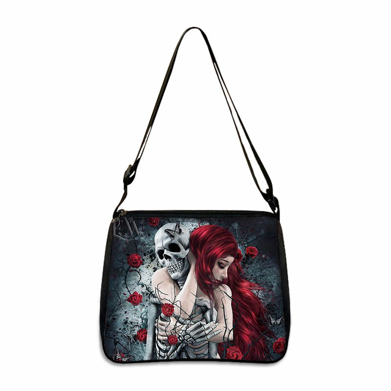 Gothic พิมพ์ผู้หญิงกระเป๋าถือแฟชั่น Punk Skull กระเป๋าสะพายกระเป๋าผู้หญิงคลัทช์กระเป๋าเดินทาง Messenger ก...