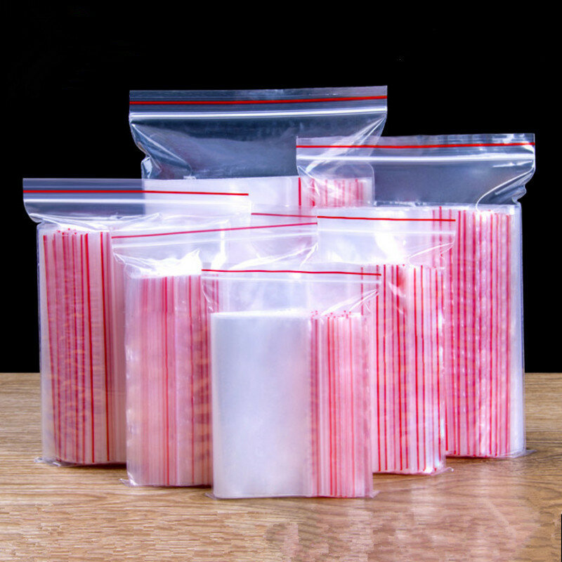 100Pcs Hoge Duidelijke Kleine Plastic Geschenken Sieraden Zip-Lock Bag Hersluitbare Nail Poeder Hardware Armbanden Kralen Spice Trial zakjes