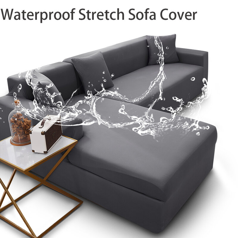 Capas de sofá de canto elástico impermeável 1/2/3/4 seater sólido capa de sofá em forma de l capa de deslizamento de sofá protetor de banco cobre