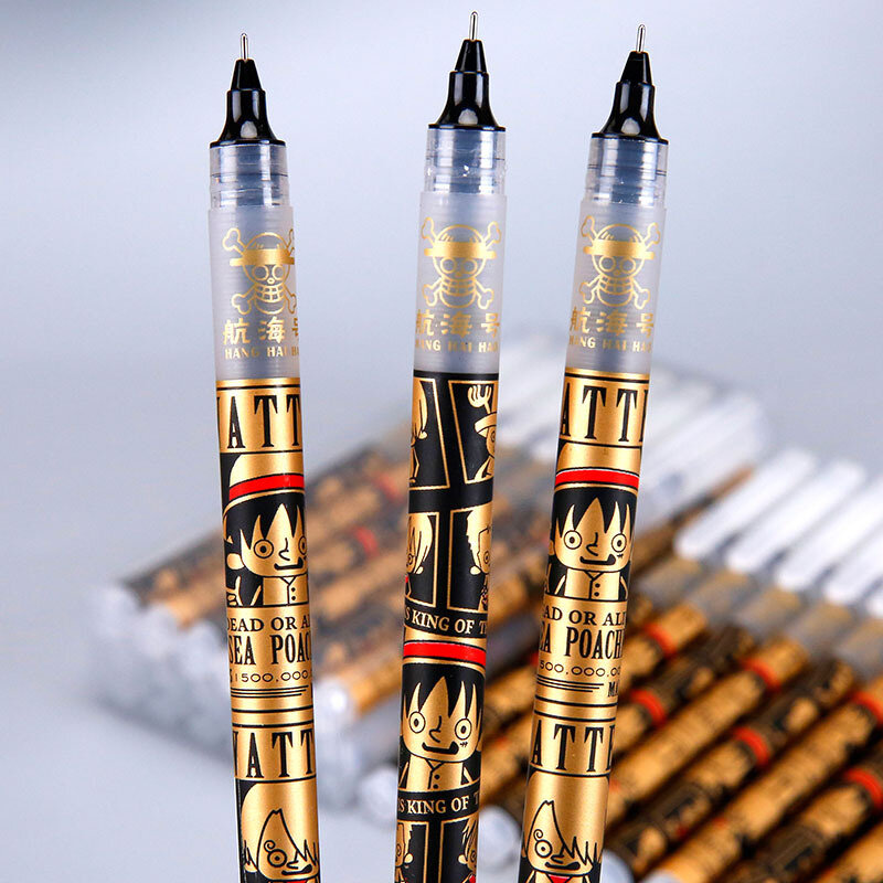 Ручка-карандаш крупногабаритная, быстросохнущая аниме ручка черного и золотого цвета, прямая трубка с полными иглами, водная ручка для подп...