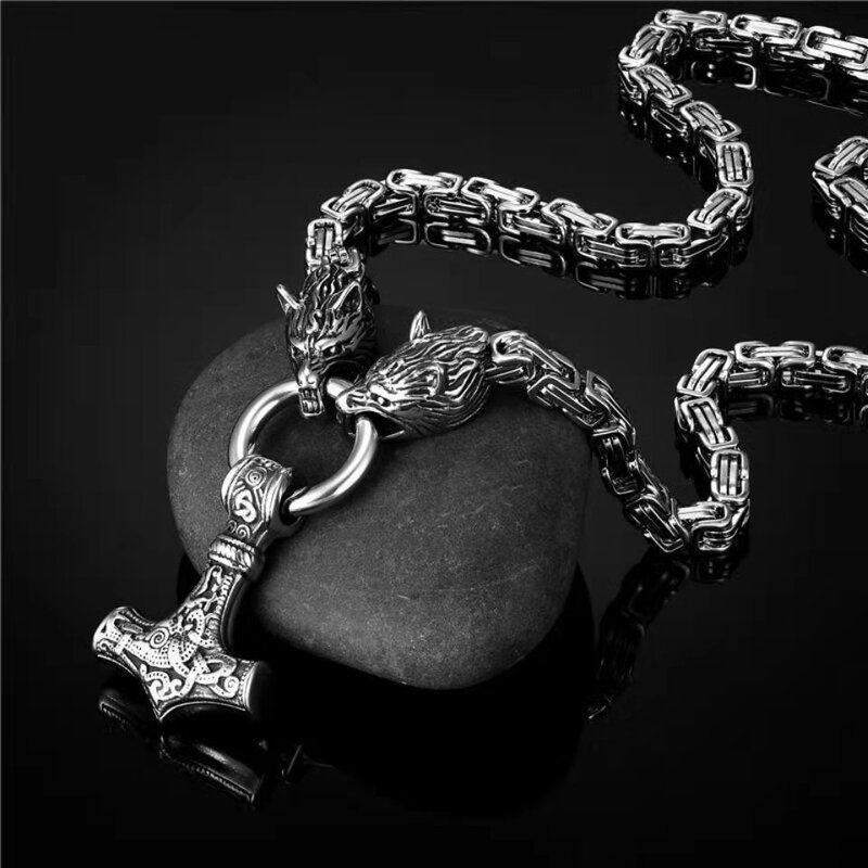 Мужское винтажное ожерелье с кулоном «Молот Тора», 550 мм