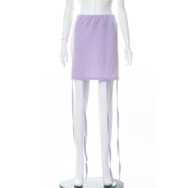 Юбка женская на шнуровке, элегантная свободная пикантная фиолетовая Повседневная, разные способы ношения, лето 2022