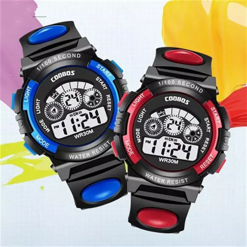 Zegarek dla dzieci na co dzień dla dzieci z motywem sportowym zegarki pasek silikonowy wodoodporny zegarek LED cyfrowy dla dziecka Student Girl Boy zegarek na rękę