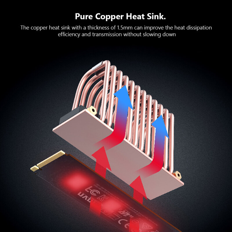 M.2 unidade de estado sólido tubo calor radiador ssd cooler cobre puro dissipador calor sólido disco rígido colete refrigeração para 2280 nvme ssd