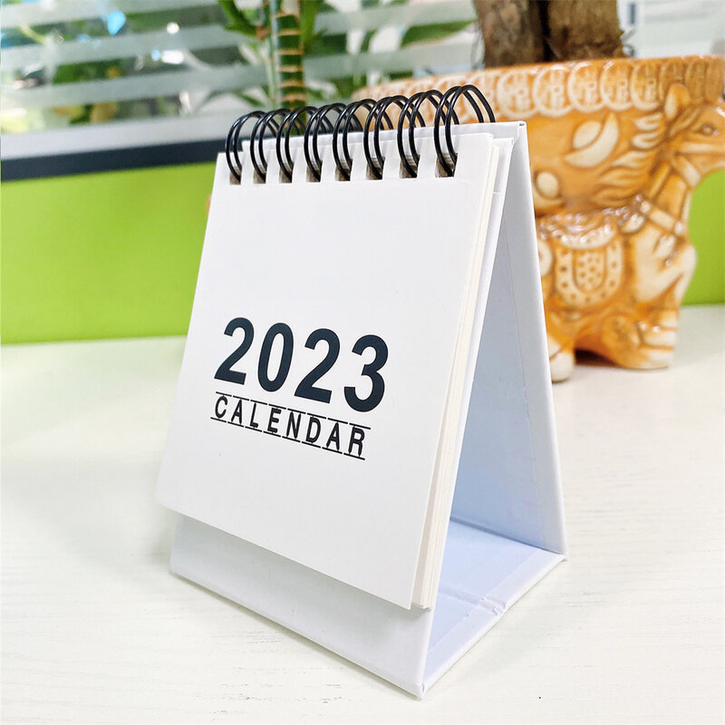 2023 prosty jednokolorowy Mini pulpit kalendarz papierowy podwójny dzienny harmonogram Planner roczny Agenda organizator kalendarz biurkowy