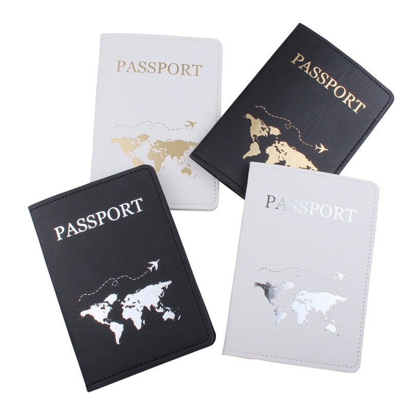 Funda de pasaporte de Color sólido, etiqueta de equipaje, conjunto de funda de pasaporte de boda, soporte de viaje con letras rosa, negro y blanco
