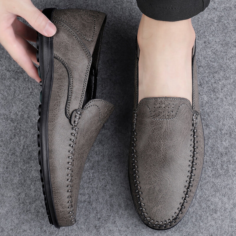 Oryginalne skórzane buty męskie luksusowe marki 2022 wygodne wsuwane formalne mokasyny męskie mokasyny włoskie czarne męskie buty do jazdy samochodem mężczyzn