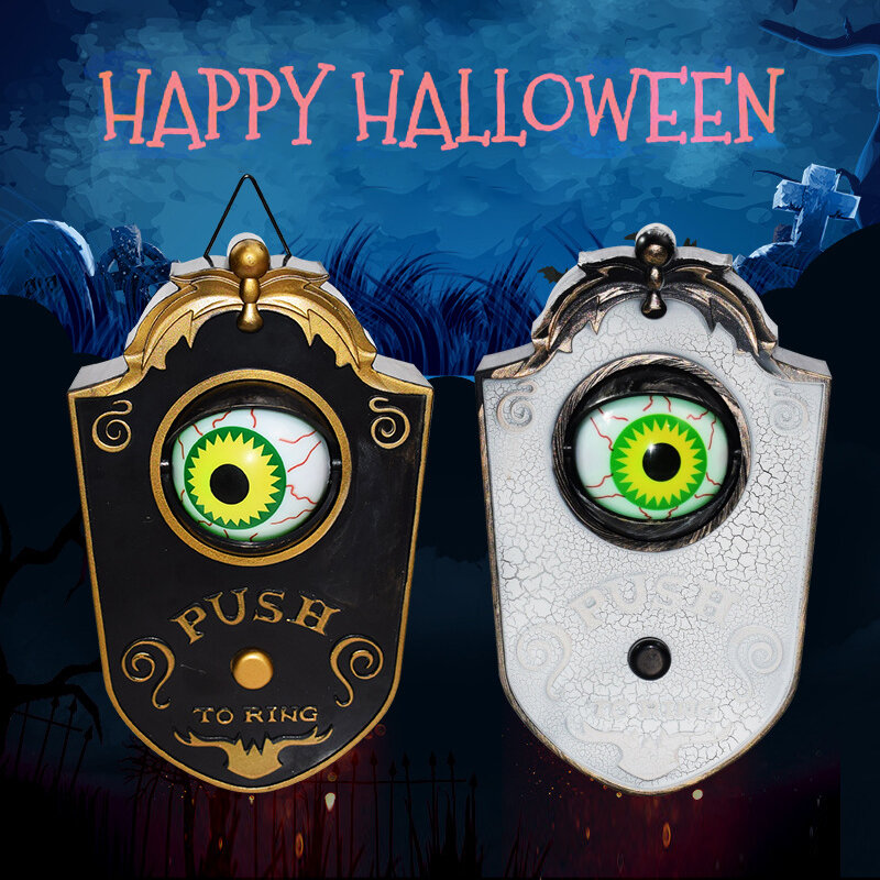 Halloween Decor Deurbel Creepy One Eyed Deurbel Gloeiende Opknoping Stuk Haunted Horror Props Levendige Roterende Geanimeerde Ogen Decor