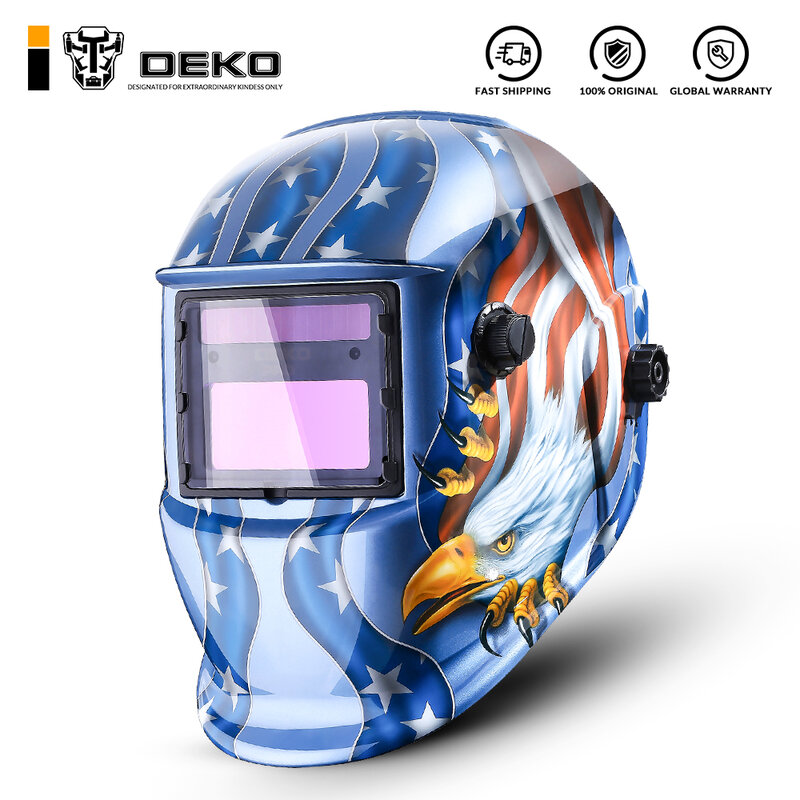 DEKO-Máscara de soldadura con energía solar, águila, capucha con oscurecimiento automático, MIG MMA, casco de soldadura eléctrico, lentes para máquina de soldadura, cortador de plasma, MZ225