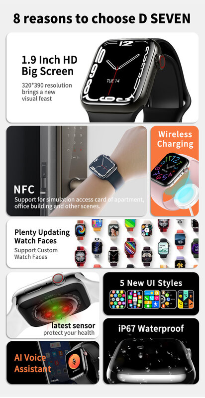 CZJW Đồng Hồ Thông Minh Nam Nữ 1.9 Inch Đồng Hồ Thông Minh Smartwatch NFC Mới 2022 Cuộc Gọi Bluetooth Tùy Chỉnh Dây Sạc Không Dây Pk W37 W27 series 7 IWO