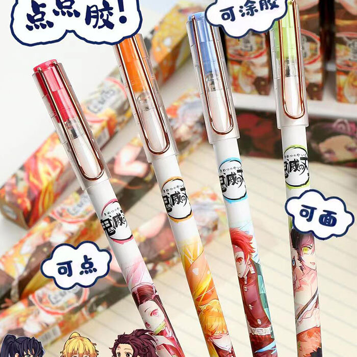36 pz/lotto Creative Demon Slayer Dot Glue Pen Cute DIY Memo Sticker penne adesive forniture scolastiche per ufficio all'ingrosso