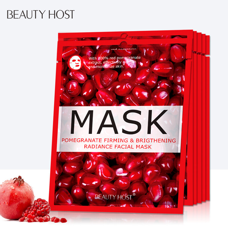 1x Granaatappel Blueberry Gezicht Sheet Masker Hydraterende Olie-Control Anti-Aging Aanvulling Whitening Facial Fruit Masker Huidverzorging