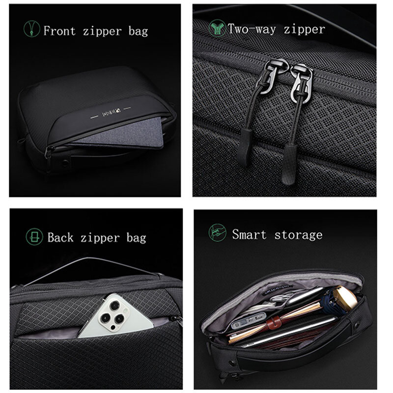 SUUTOOP Men Anti-theft Multifunction USB Shoulder Bag Waterproof Travel Messenger Crossbody Sling Bag Pack For Male Women Female