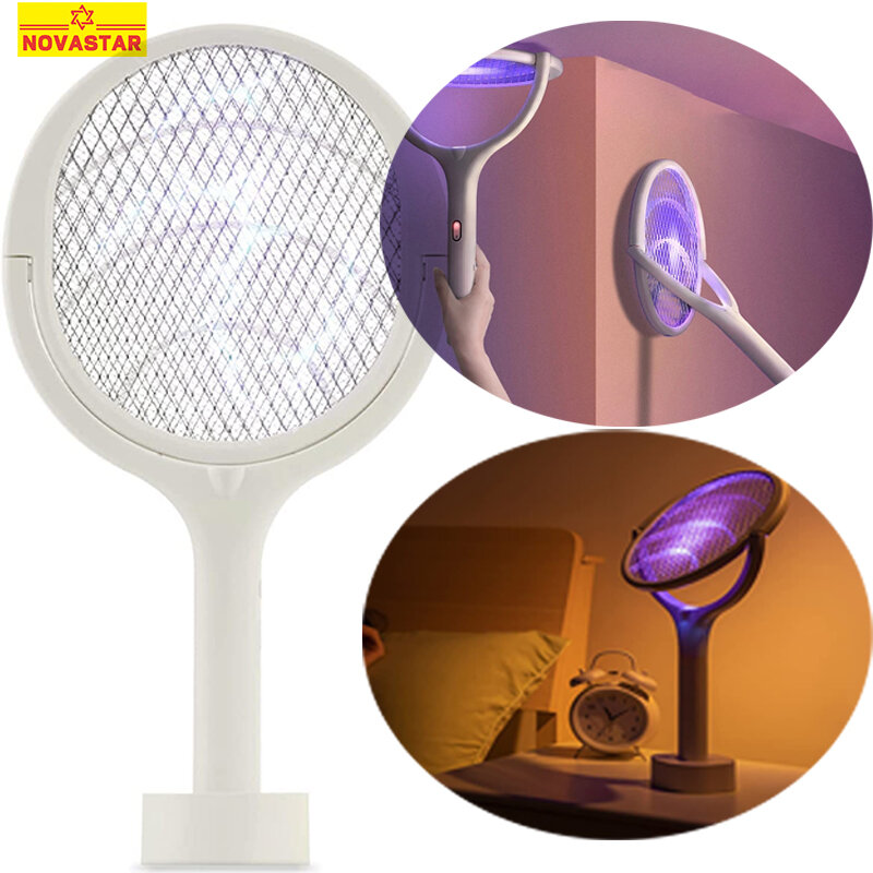 5 In 1 Muggen Killer Elektrische Mug Swatter Lamp Usb 3500V Mosquito Fly Bat Multicunctional Hoek Verstelbare Swatter