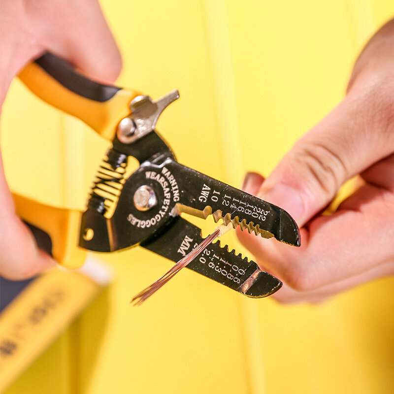 Deli Tools Wire Stripper Multi-Functional Electrical Tools Automatic Cable Cutters Sub-Wire Crimper Wire Stripping