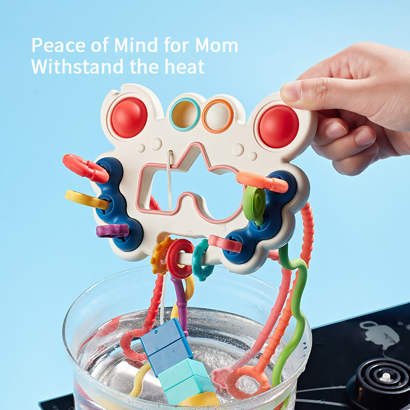 Novo desenvolvimento sensorial montessori brinquedos do bebê puxar corda dedo agarrar treinamento aprendizagem precoce educação brinquedos dentição brinquedo 1-3y