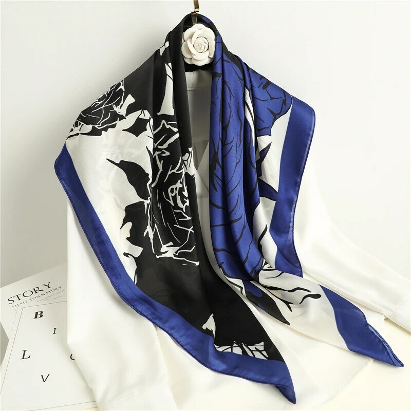 Foulard carré de luxe pour femmes, nouveau Design, bandeau Hijab musulman, châle, Bandana en soie imprimé, Turban silencieux, 2022
