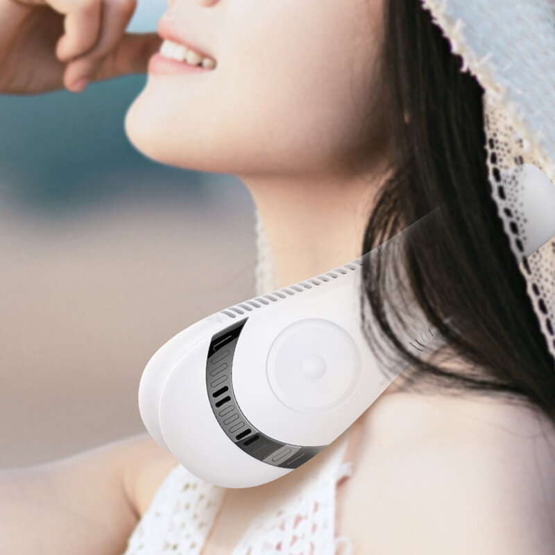 Xiaomi 5000mah pendurado pescoço ventilador dobrável verão refrigerar de ar usb recarregável bladeless mute neckband fãs para esportes em execução