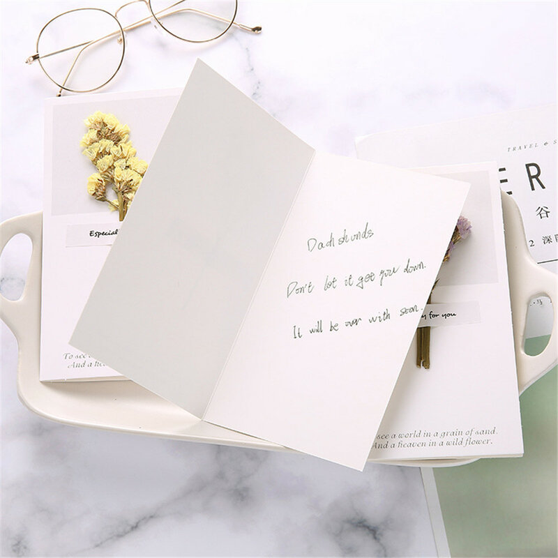 5pcs/set Dry Flower Letter Papers Greeting Card Envelopes Wedding Invitation Card Handmade Postcard Gift Cards Thank You Card