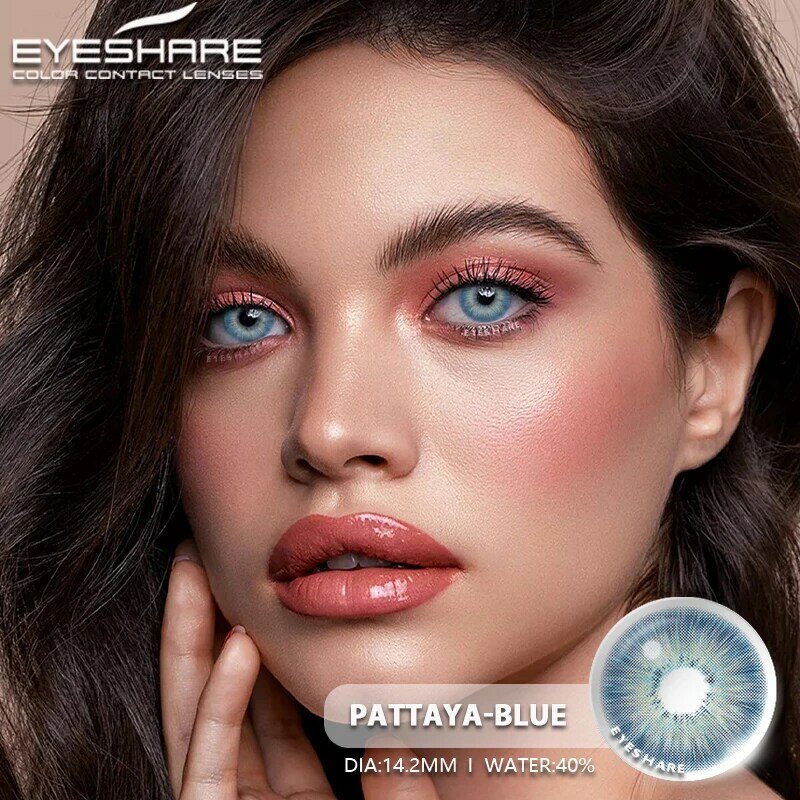 EYESHARE-Lentes de Contato Coloridas para Olhos, Natural, Azul, Anual, Maquiagem, Pupilas Cinza, Olhos, 2 Unidades